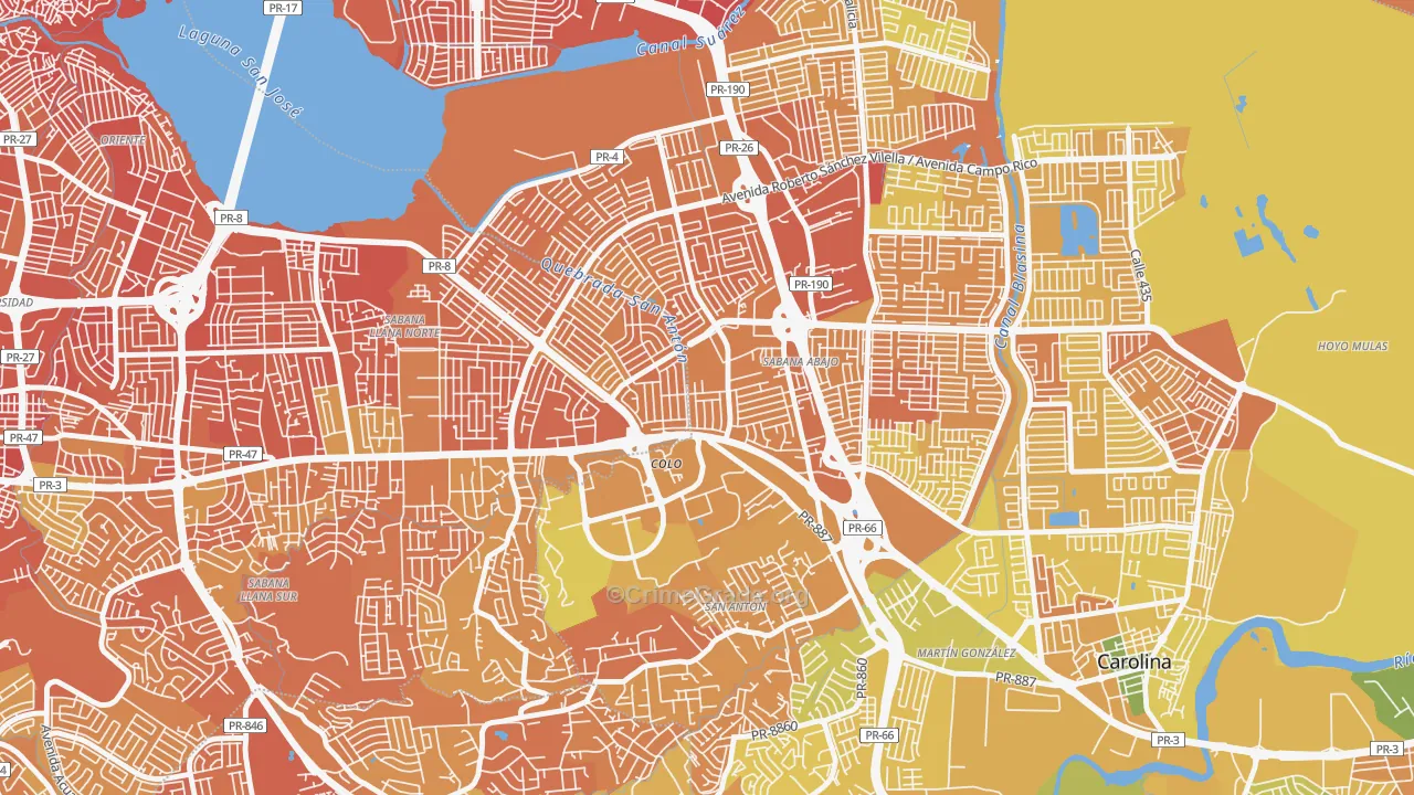 Urbanizacion El Comandante, Carolina, PR Map of Murder Rates