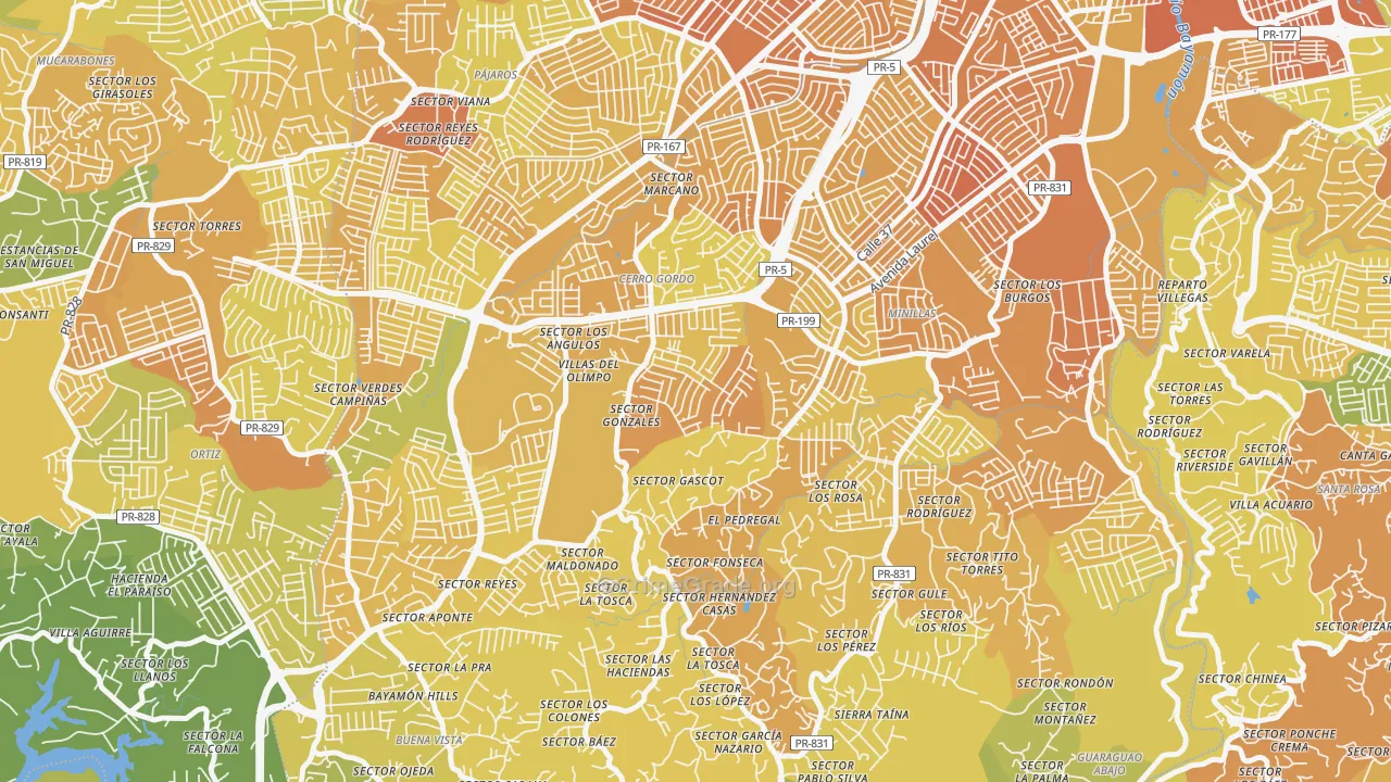 Urbanizacion El Cortijo, Bayamon, PR Map of Murder Rates