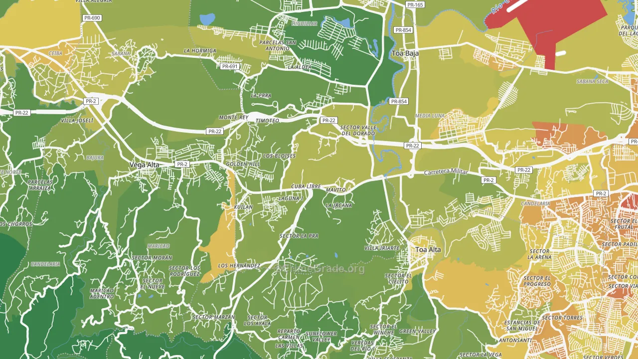 Urbanizacion Las Colinas, Dorado, PR Map of Murder Rates