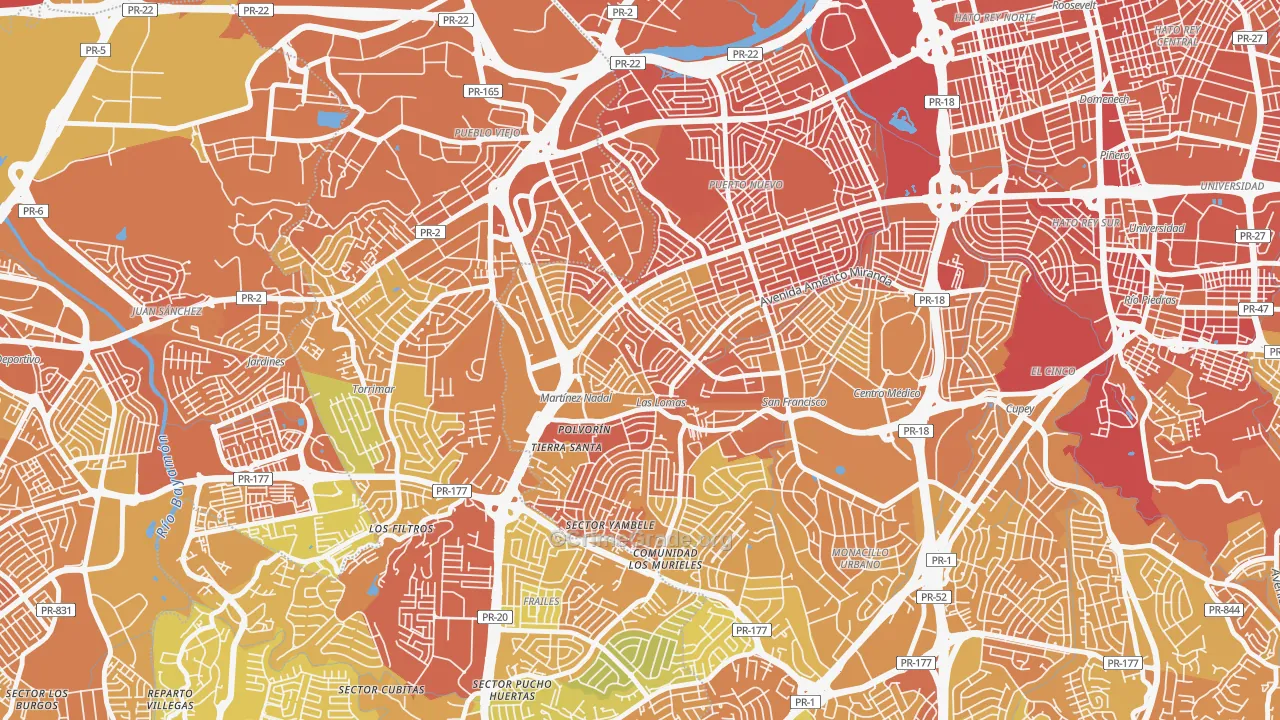 Urbanizacion Las Lomas, San Juan, PR Map of Murder Rates