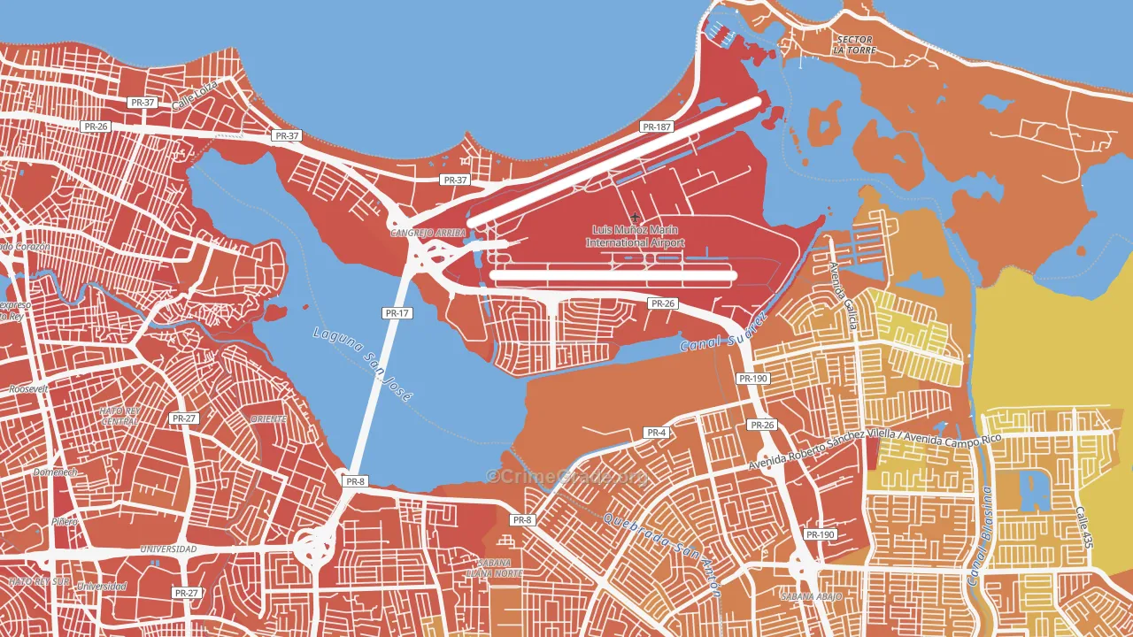 Urbanizacion Los Angeles, Carolina, PR Map of Murder Rates