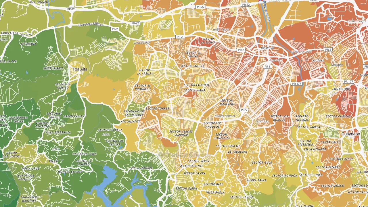 Urbanizacion Miraflores, Bayamon, PR Map of Murder Rates