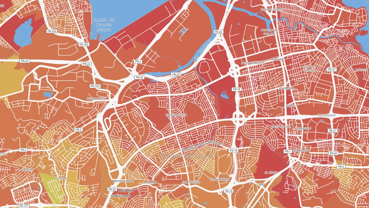 Urbanizacion Puerto Nuevo, San Juan, PR Map of Murder Rates
