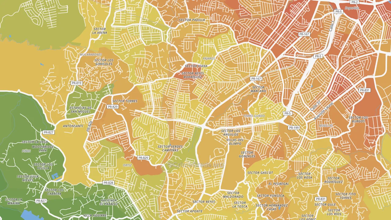 Urbanizacion Rexville, Bayamon, PR Map of Murder Rates