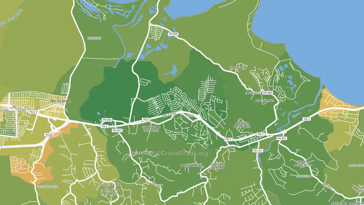 Urbanizacion Rio Grande Estates, Rio Grande, PR Map of Murder Rates