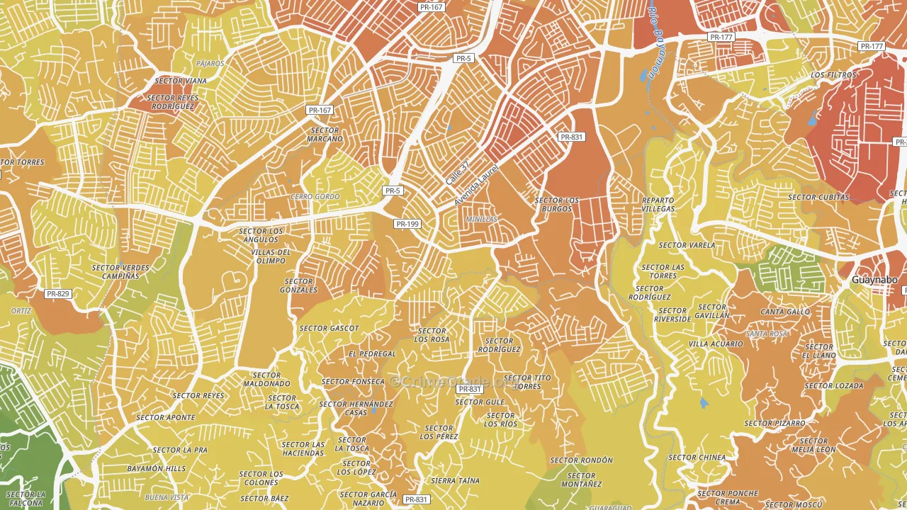 Urbanizacion Santa Juanita, Bayamon, PR Map of Murder Rates
