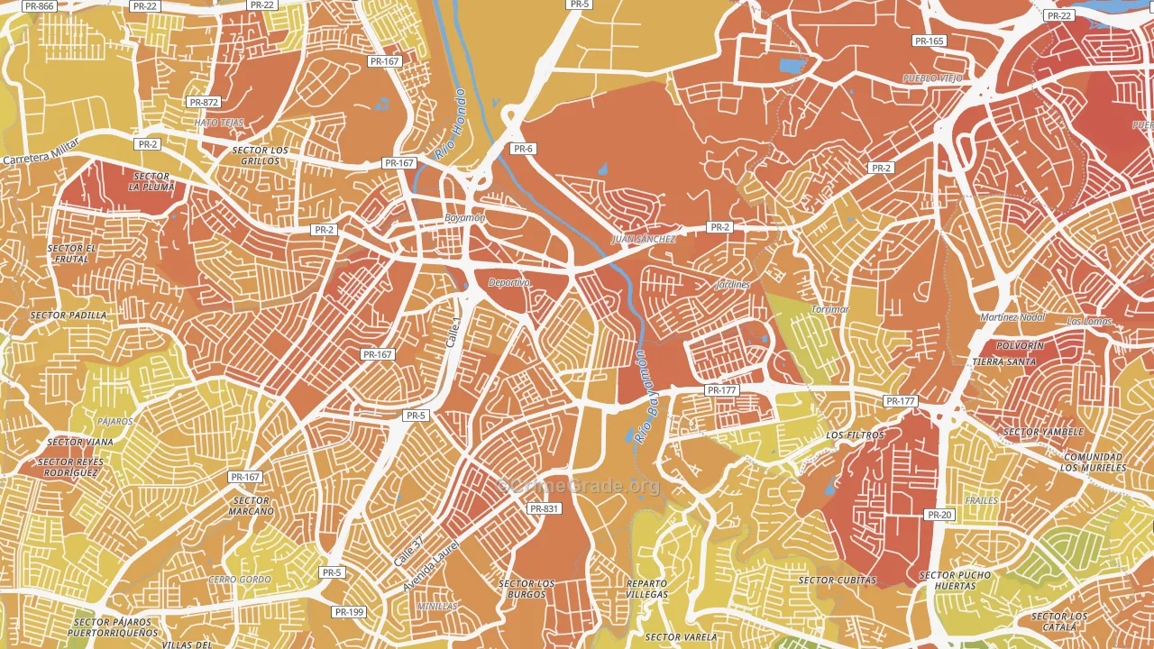 Urbanizacion Santa Rosa, Bayamon, PR Map of Murder Rates