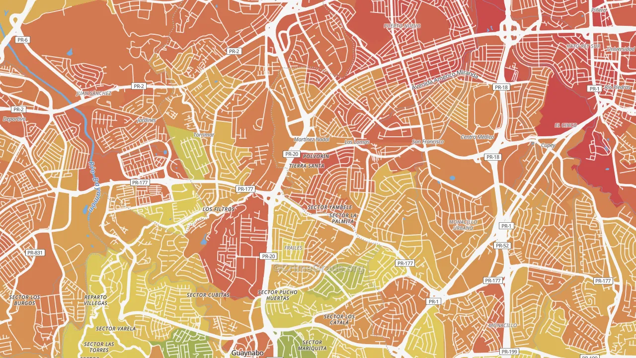 Urbanizacion Santiago Iglesias, San Juan, PR Map of Murder Rates