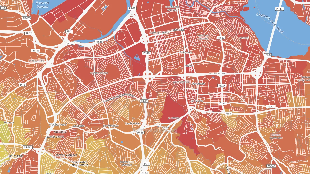 Urbanizacion University Gdns, San Juan, PR Map of Murder Rates