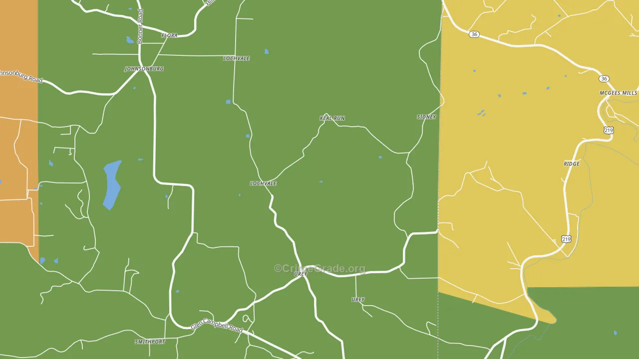 Urey, PA Map of Murder Rates