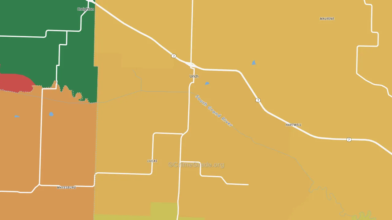 Urich, MO Map of Murder Rates