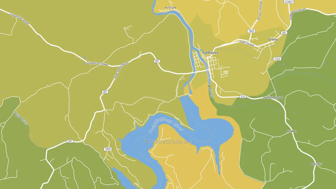 Ursina Junction, PA Map of Murder Rates