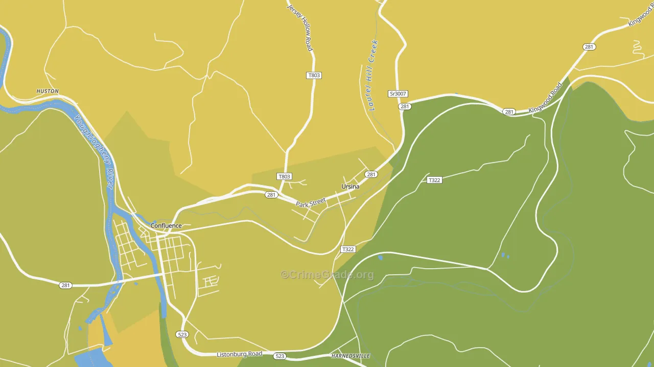 Ursina, PA Map of Murder Rates