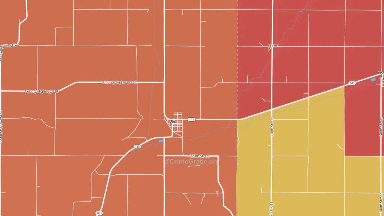 Ute, IA Map of Murder Rates