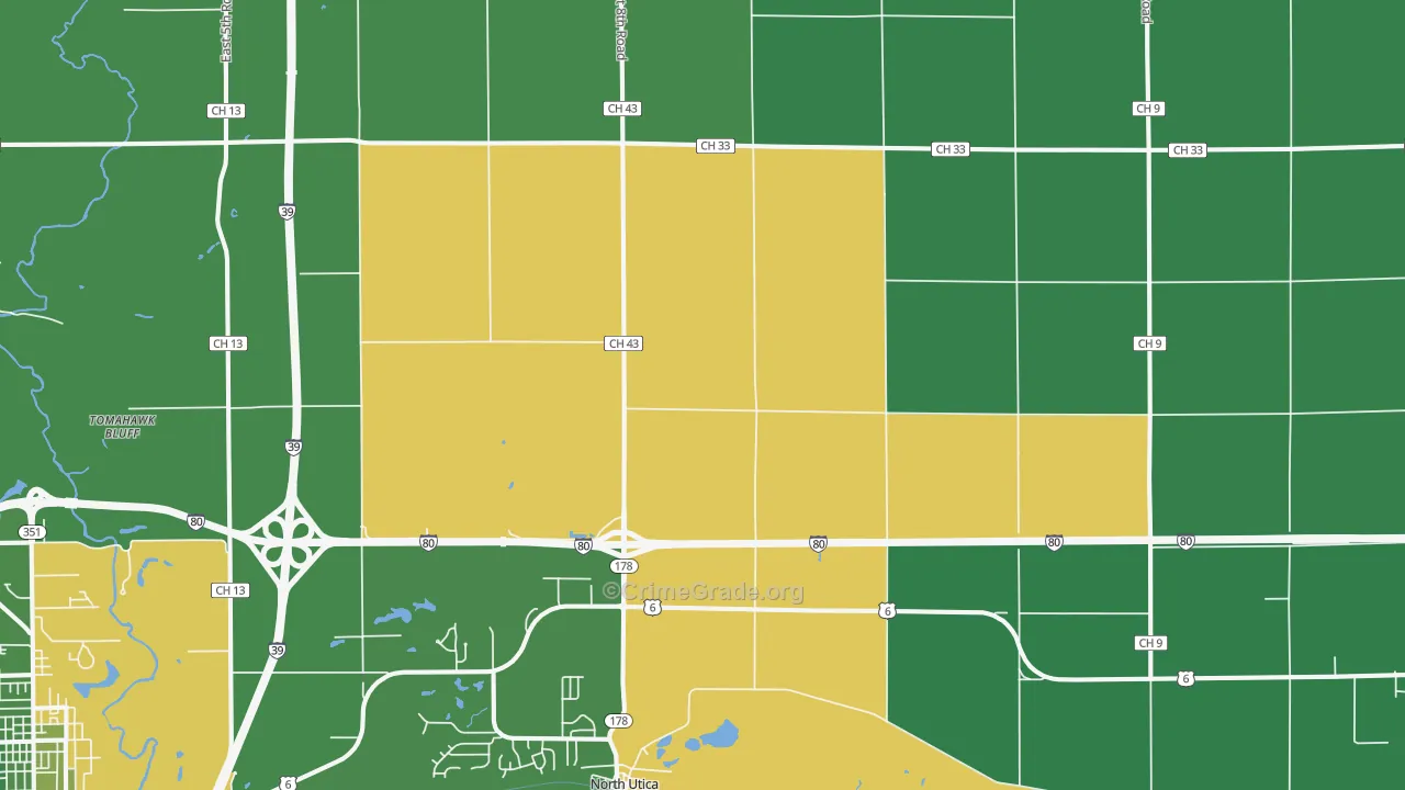 Utica, IL Map of Murder Rates