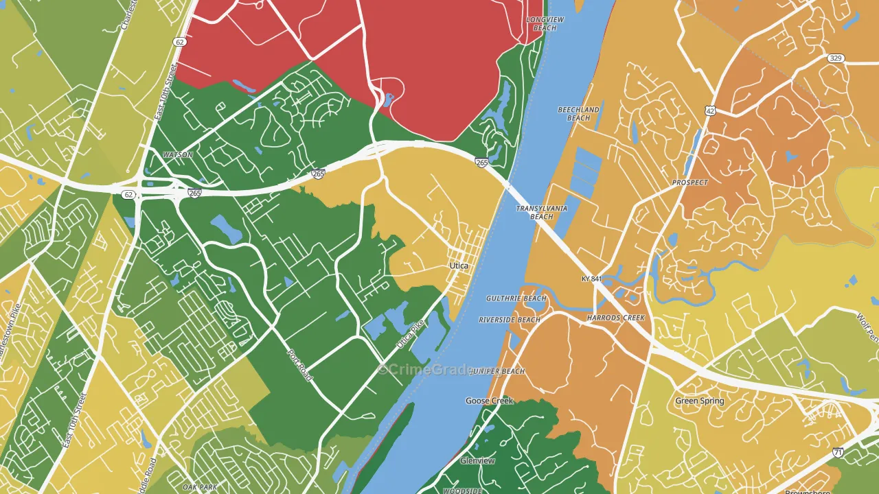 Utica, IN Map of Murder Rates
