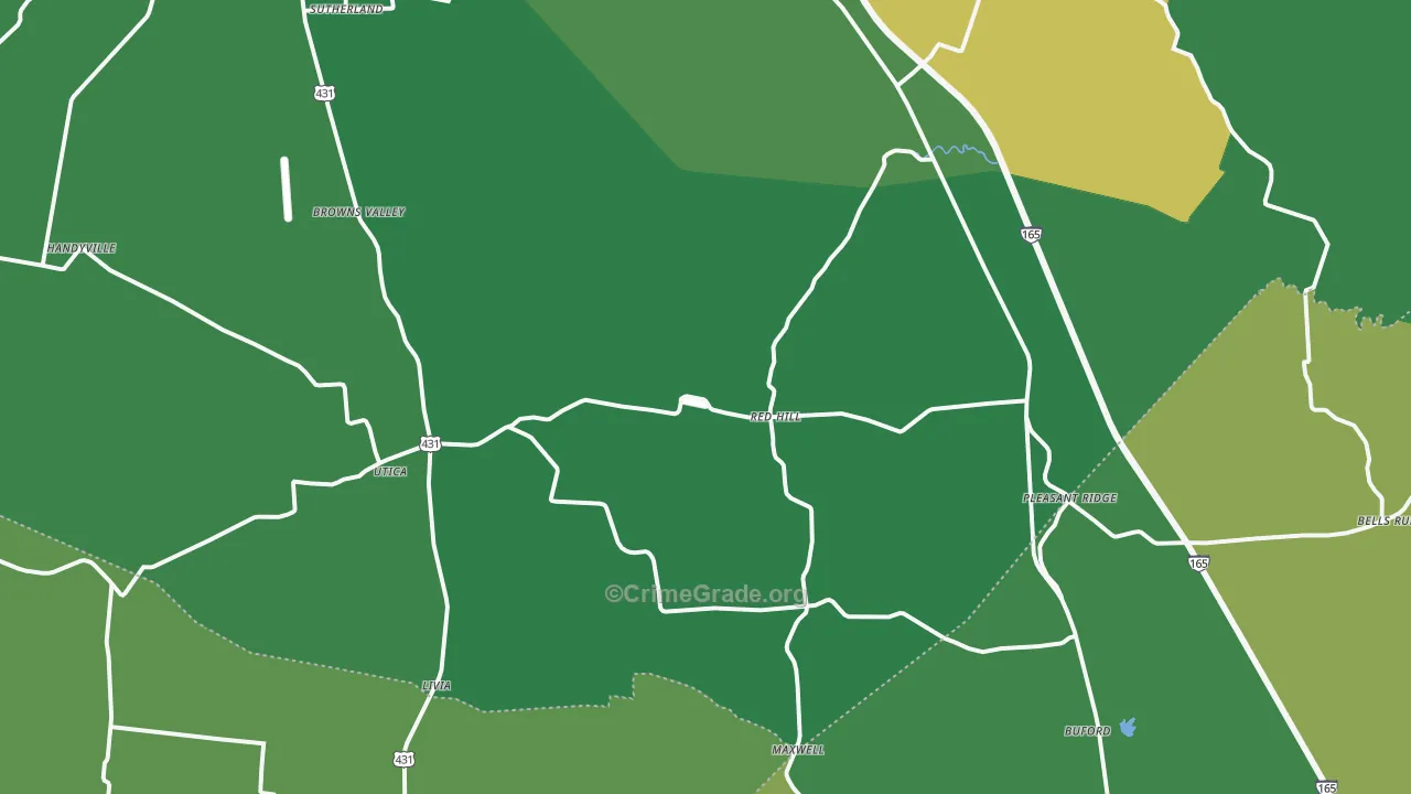 Utica, KY Map of Murder Rates
