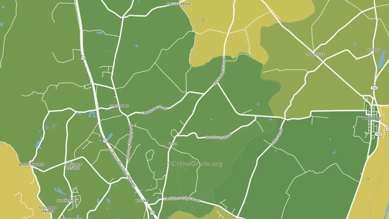 Utica, MD Map of Murder Rates