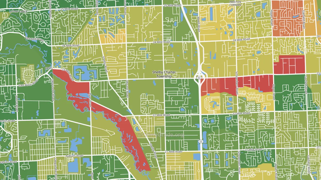 Utica, MI Map of Murder Rates