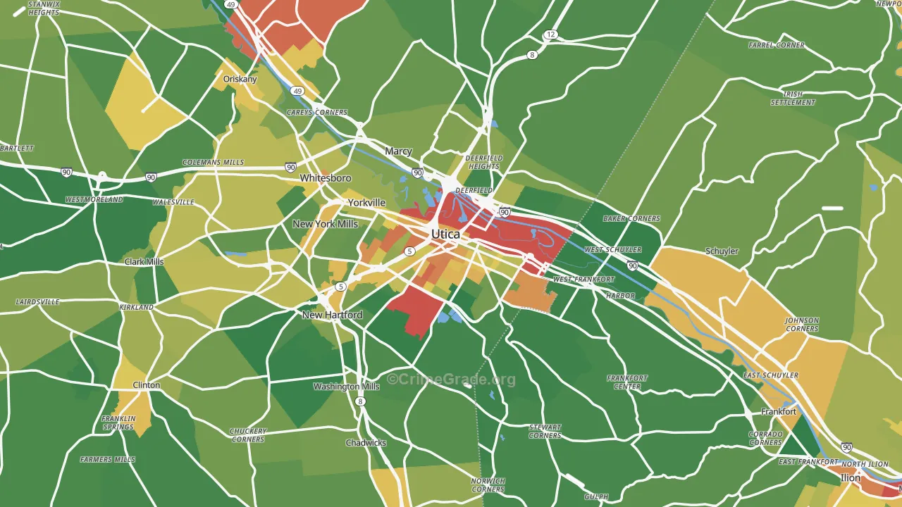 Utica, NY Map of Murder Rates