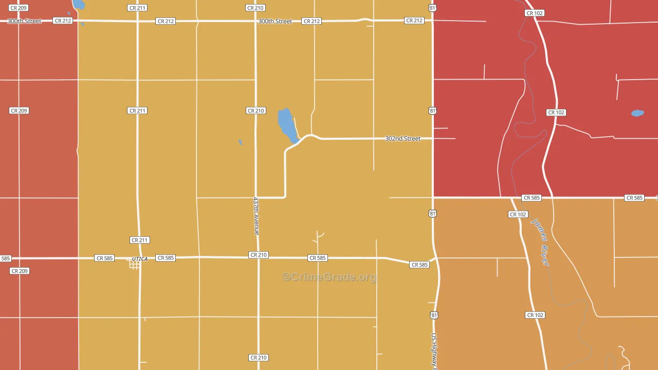 Utica, SD Map of Murder Rates