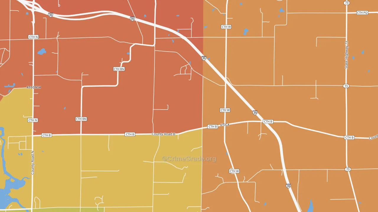 Utica, WI Map of Murder Rates