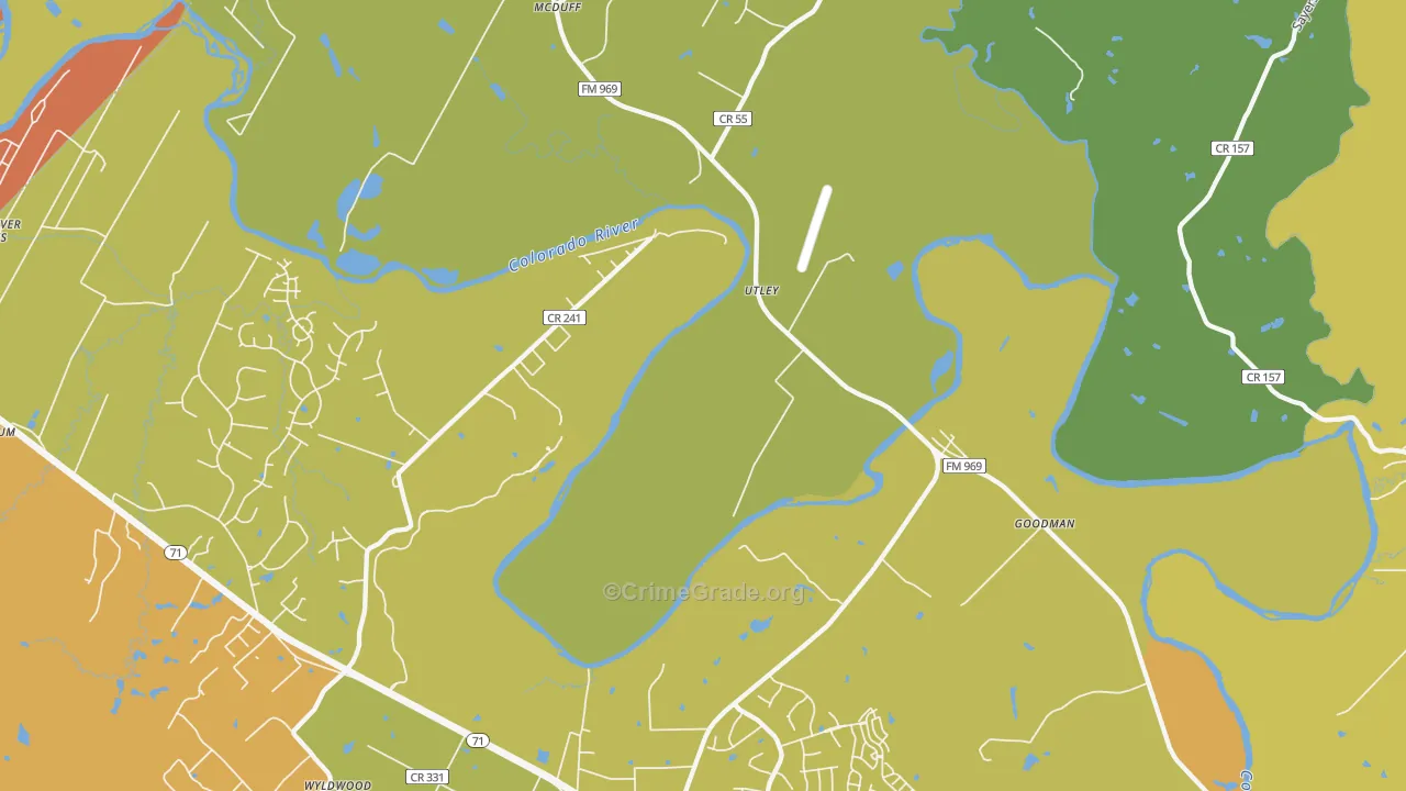 Utley, TX Map of Murder Rates