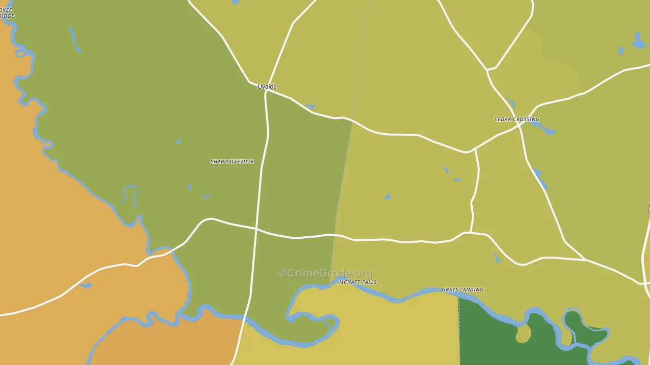 Uvalda, GA Map of Murder Rates