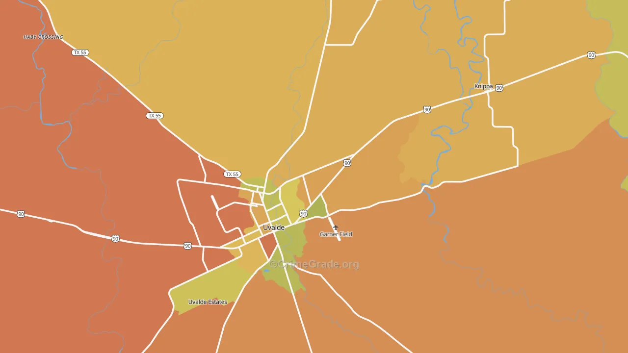 Uvalde County, TX Map of Murder Rates