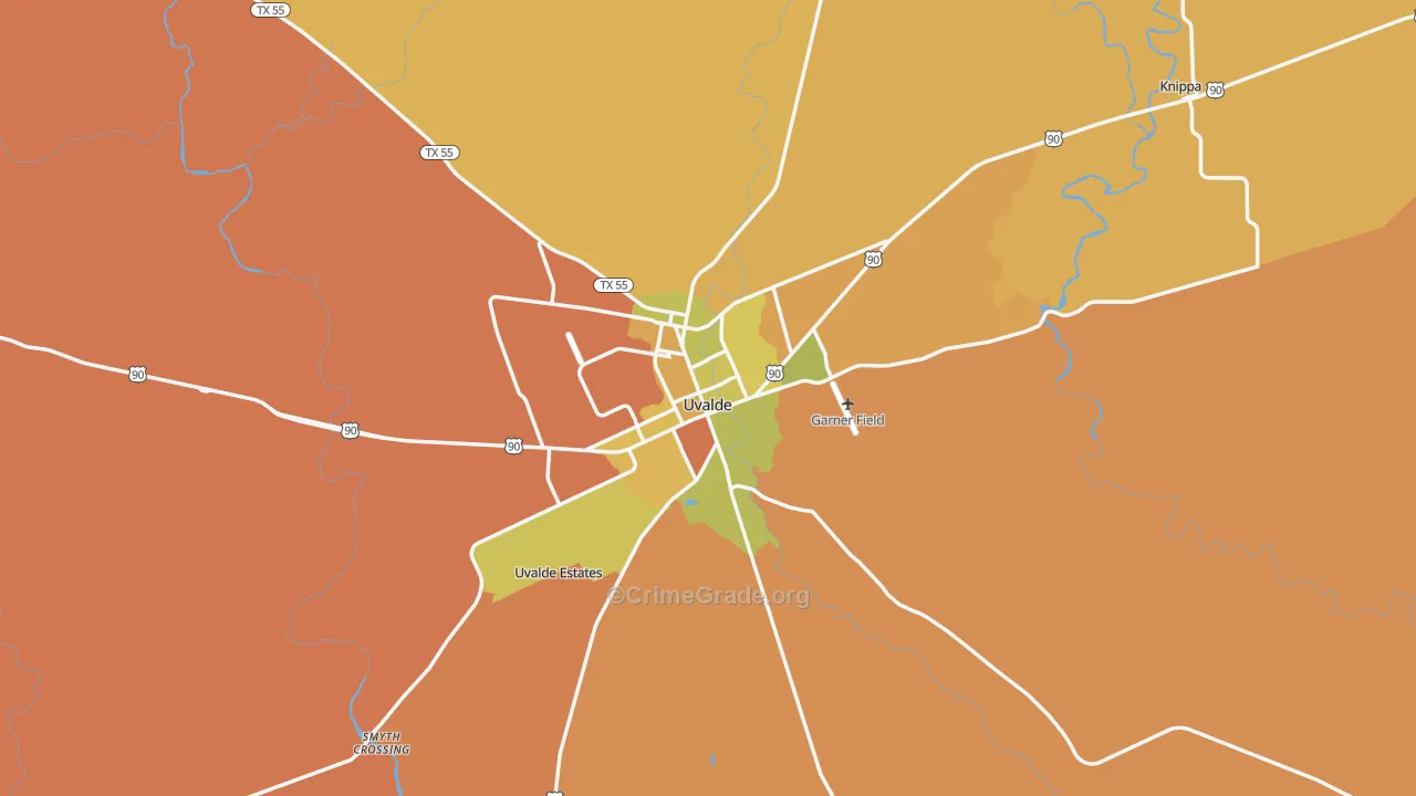 Uvalde, TX Map of Murder Rates