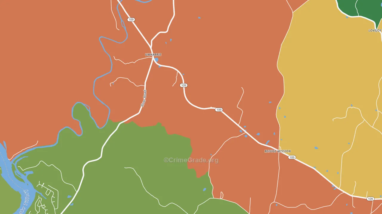 Uwharrie, NC Map of Murder Rates