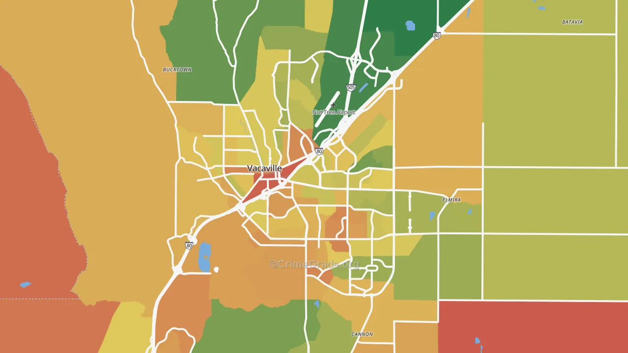 Vacaville, CA Map of Murder Rates