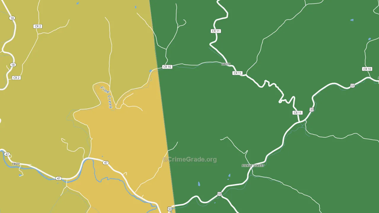 Vadis, WV Map of Murder Rates