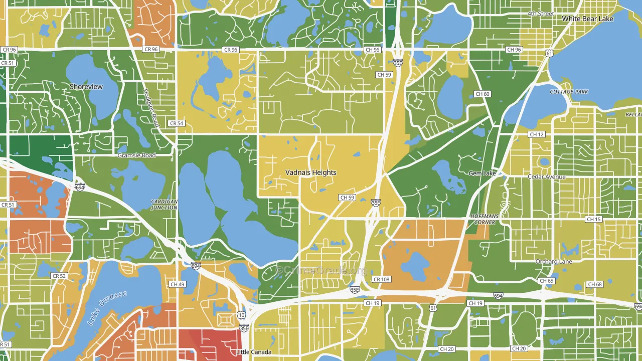 Vadnais Heights, MN Map of Murder Rates