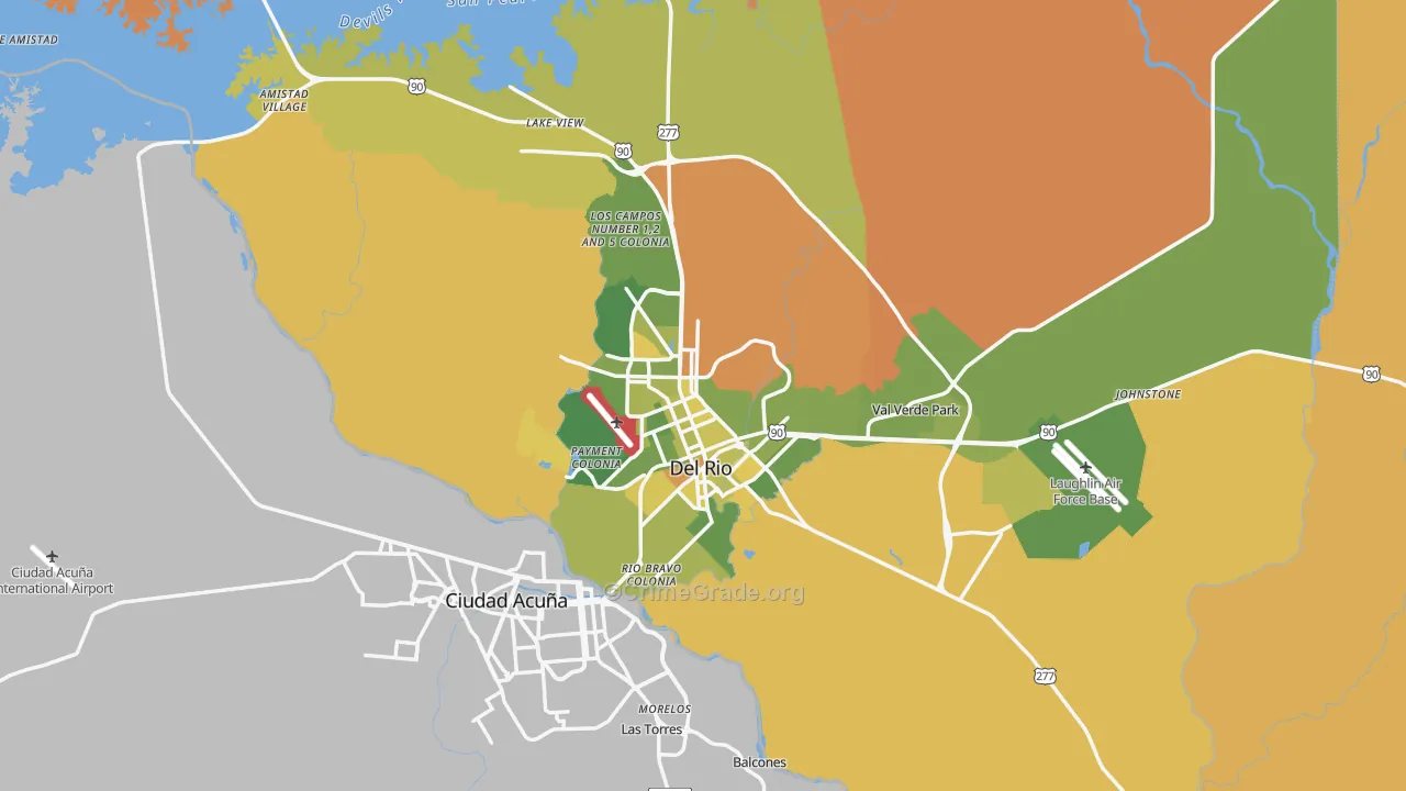 Val Verde County, TX Map of Murder Rates