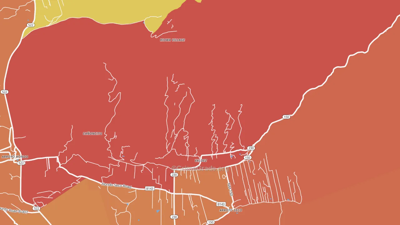 Valdez, NM Map of Murder Rates