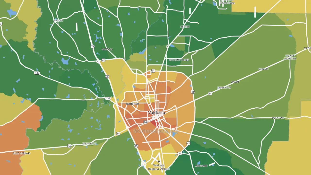 Valdosta, GA Map of Murder Rates