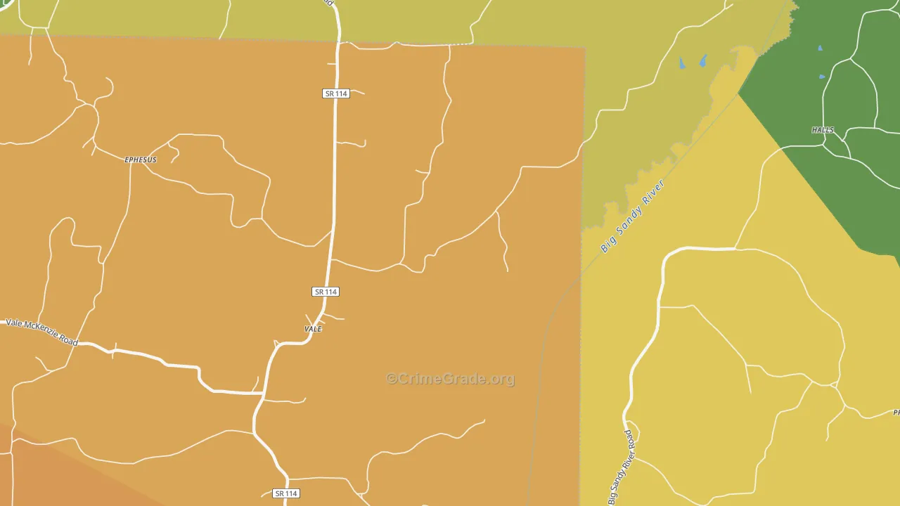 Vale, TN Map of Murder Rates