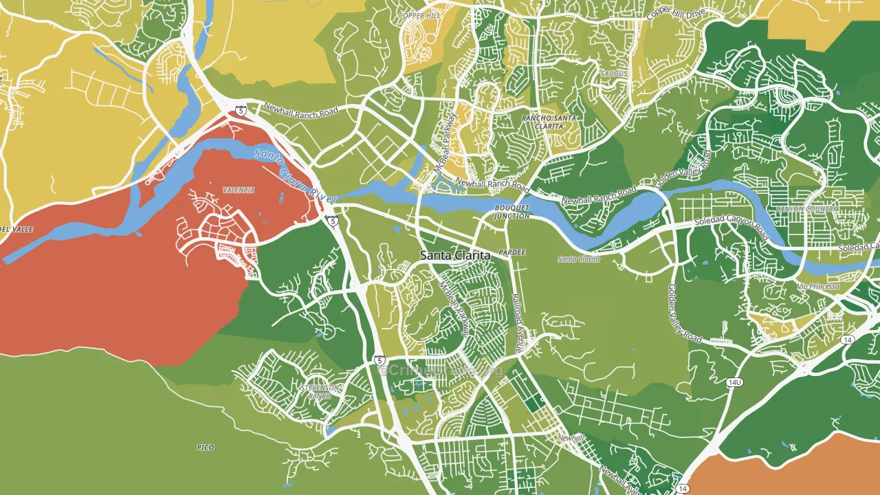 Valencia, CA Map of Murder Rates