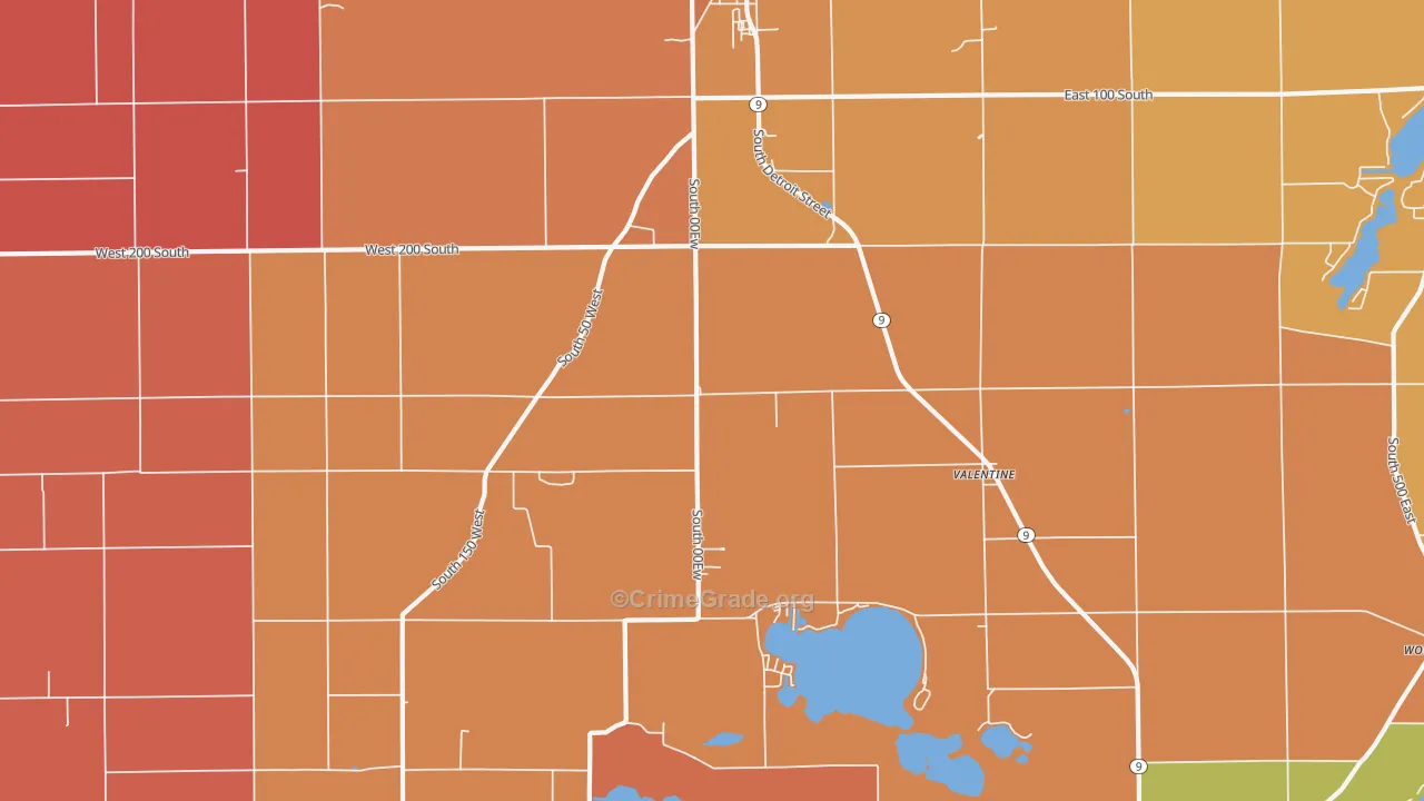 Valentine, IN Map of Murder Rates