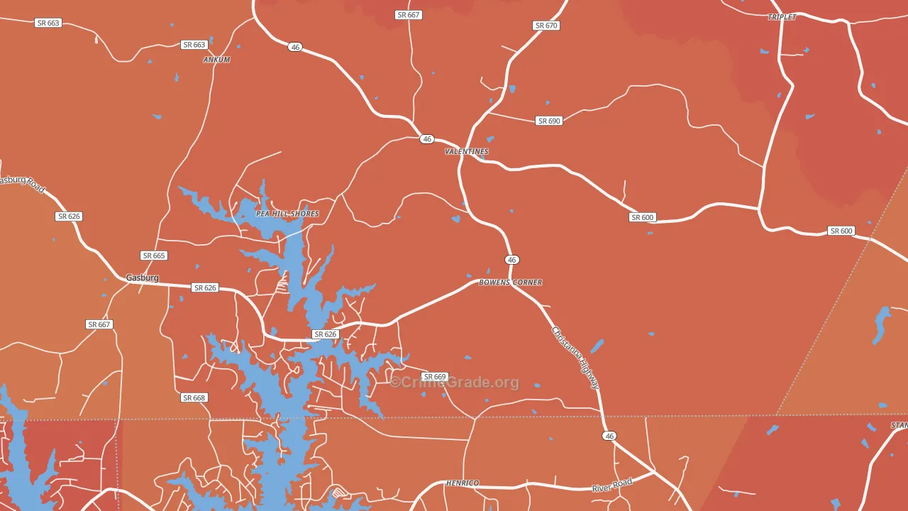 Valentines, VA Map of Murder Rates