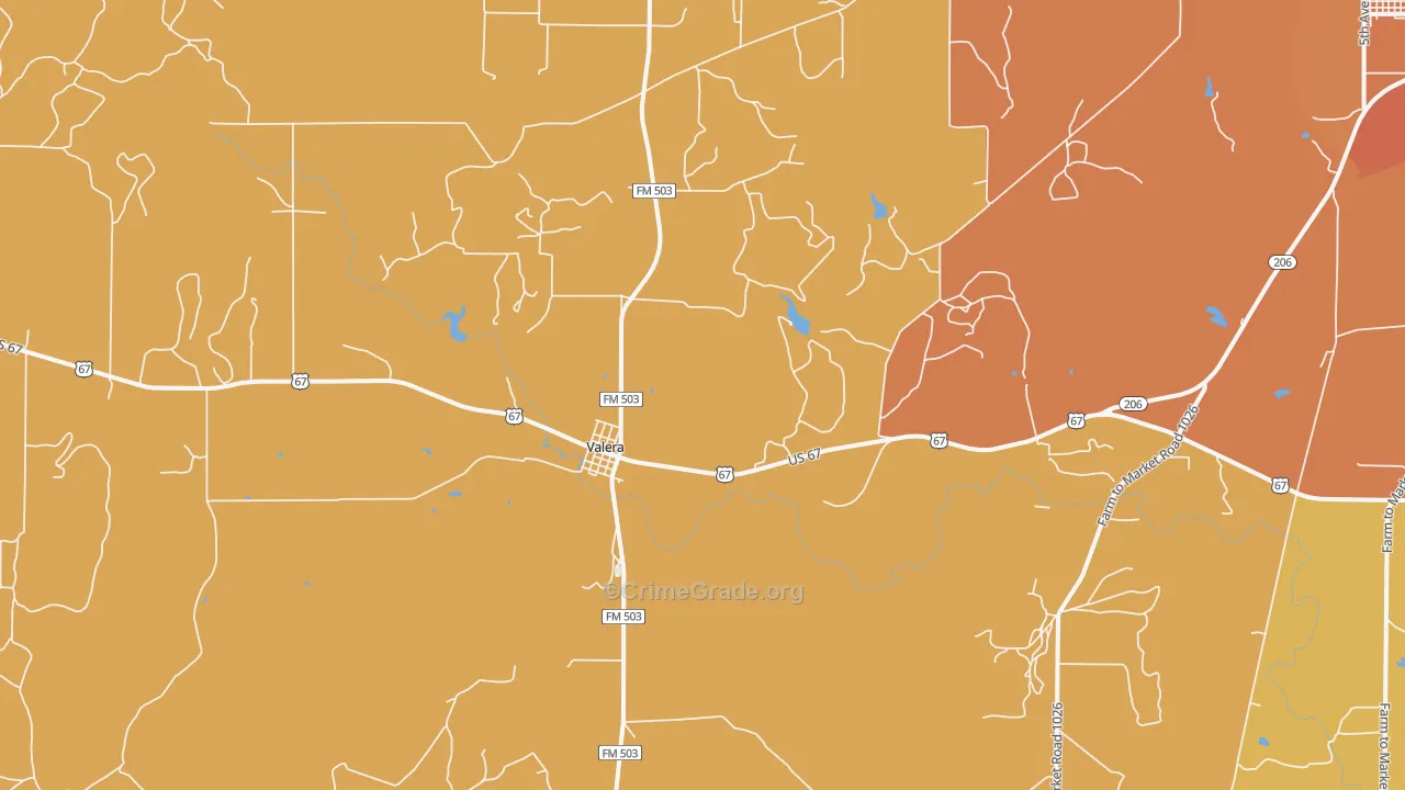 Valera, TX Map of Murder Rates