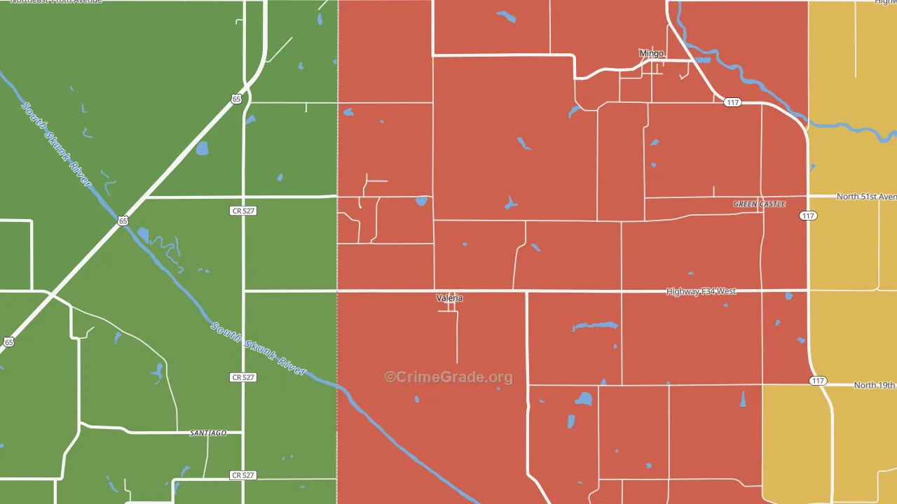Valeria, IA Map of Murder Rates