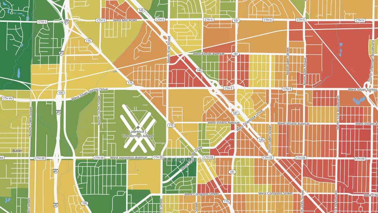 Valhalla, Milwaukee, WI Map of Murder Rates