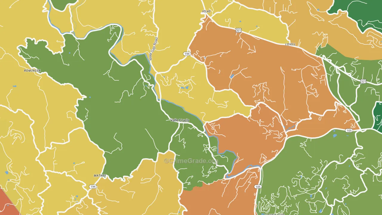 Valle Crucis, NC Map of Murder Rates
