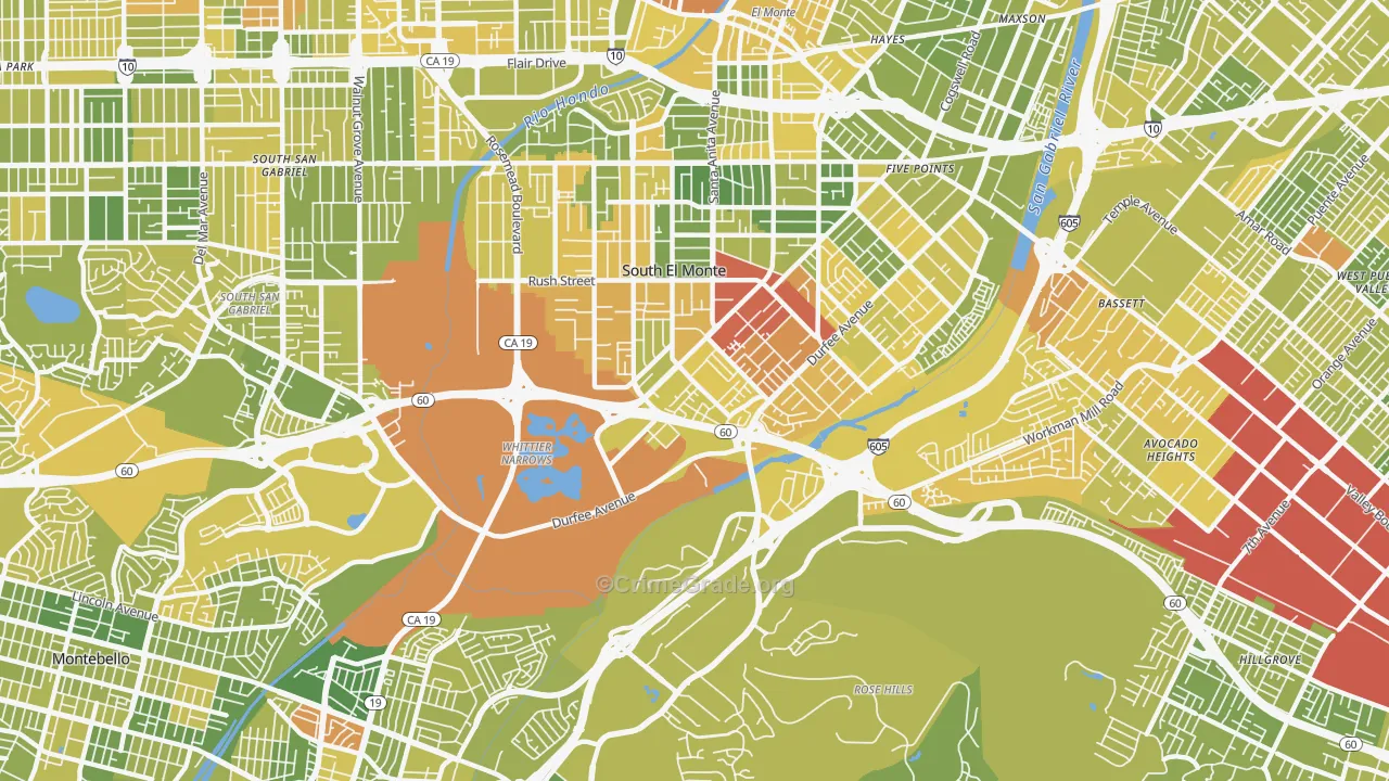 Valle Lindo, South El Monte, CA Map of Murder Rates
