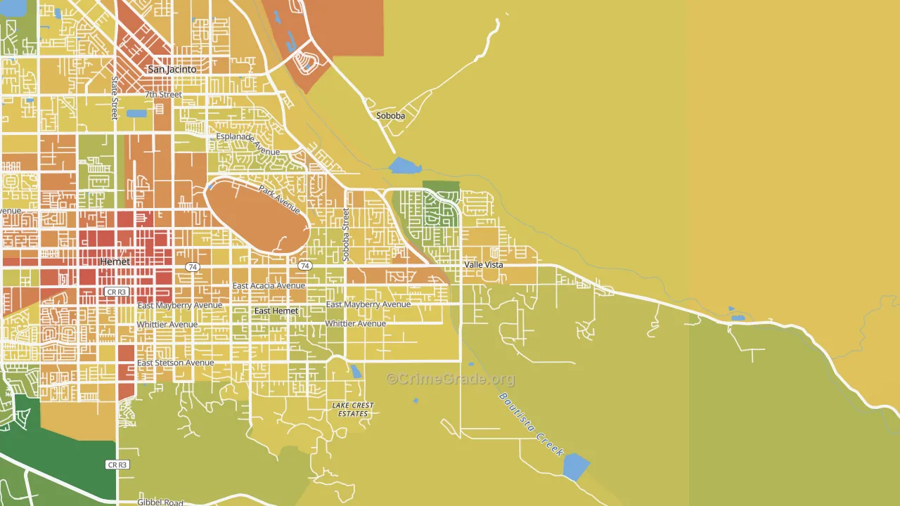 Valle Vista, CA Map of Murder Rates