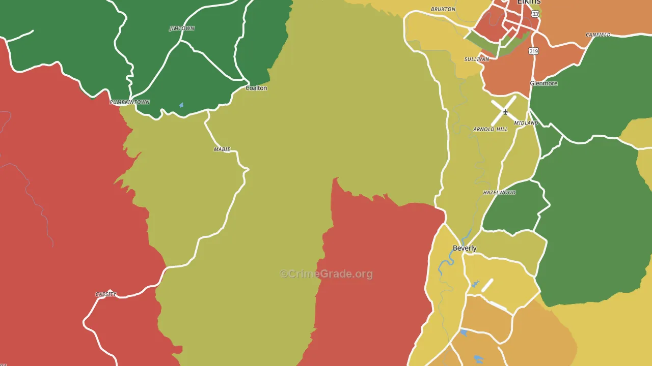 Valley Bend, WV Map of Murder Rates