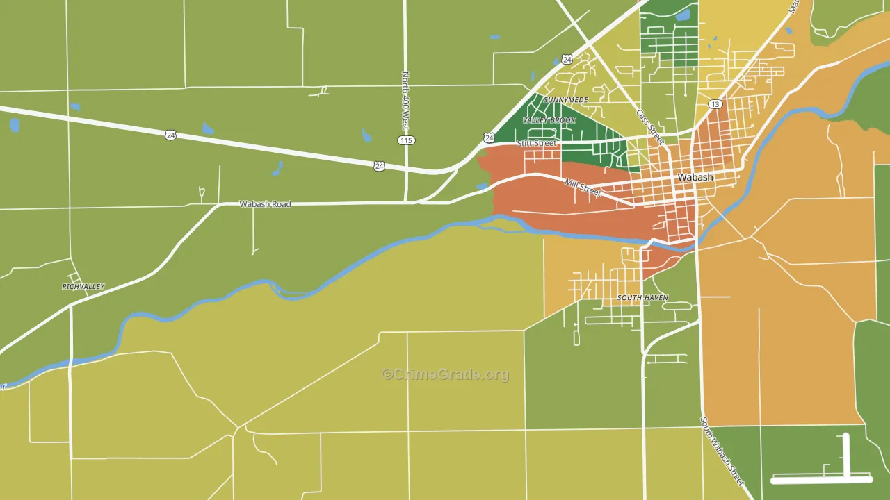Valley Brook, IN Map of Murder Rates