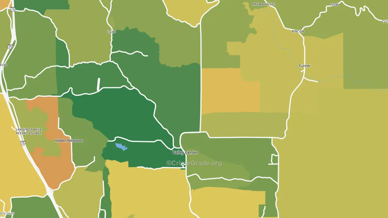 Valley Center, CA Map of Murder Rates